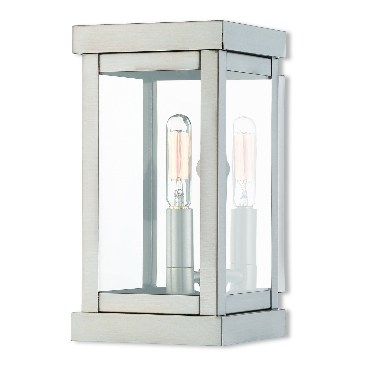 Livex Lighting - 20701-91 - One Light Outdoor Wall Lantern - Hopewell - Brushed Nickel w/ Polished Chrome Stainless Steel