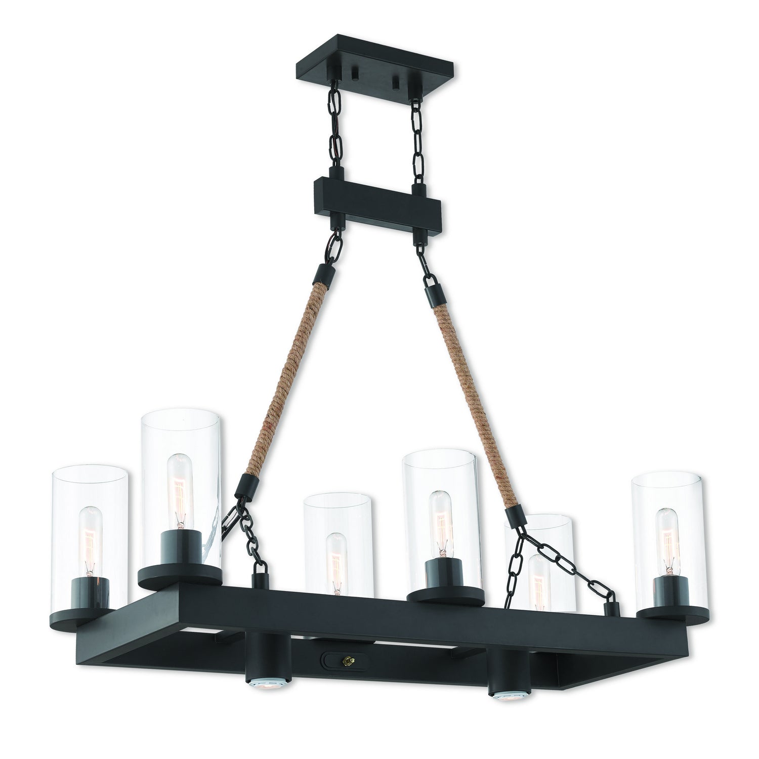 Livex Lighting - 41066-07 - Eight Light Linear Chandelier - Metuchen - Bronze w/ Rope Rods
