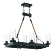 Livex Lighting - 41066-07 - Eight Light Linear Chandelier - Metuchen - Bronze w/ Rope Rods
