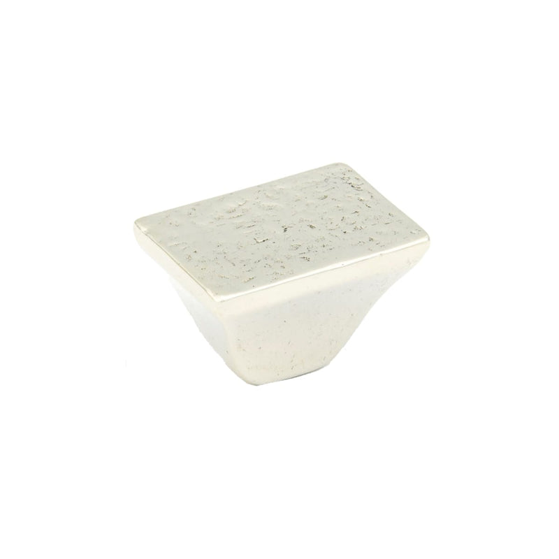 Schaub and Company - 814-PWB - Vinci 1-1/4" Luxury Rustic Modern Cast Bronze Rectangular Cabinet Knob - Made in Italy in Polished White Bronze