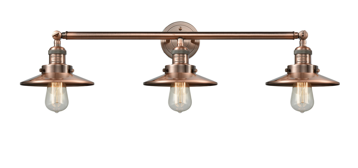 Innovations - 205-AC-M3 - Three Light Bath Vanity - Franklin Restoration - Antique Copper