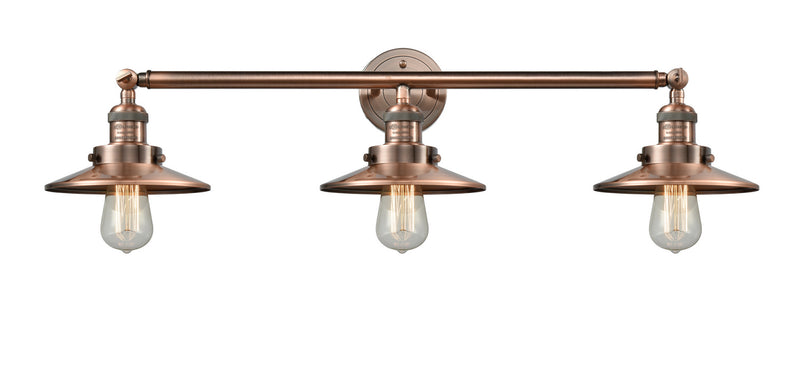 Innovations - 205-AC-M3 - Three Light Bath Vanity - Franklin Restoration - Antique Copper