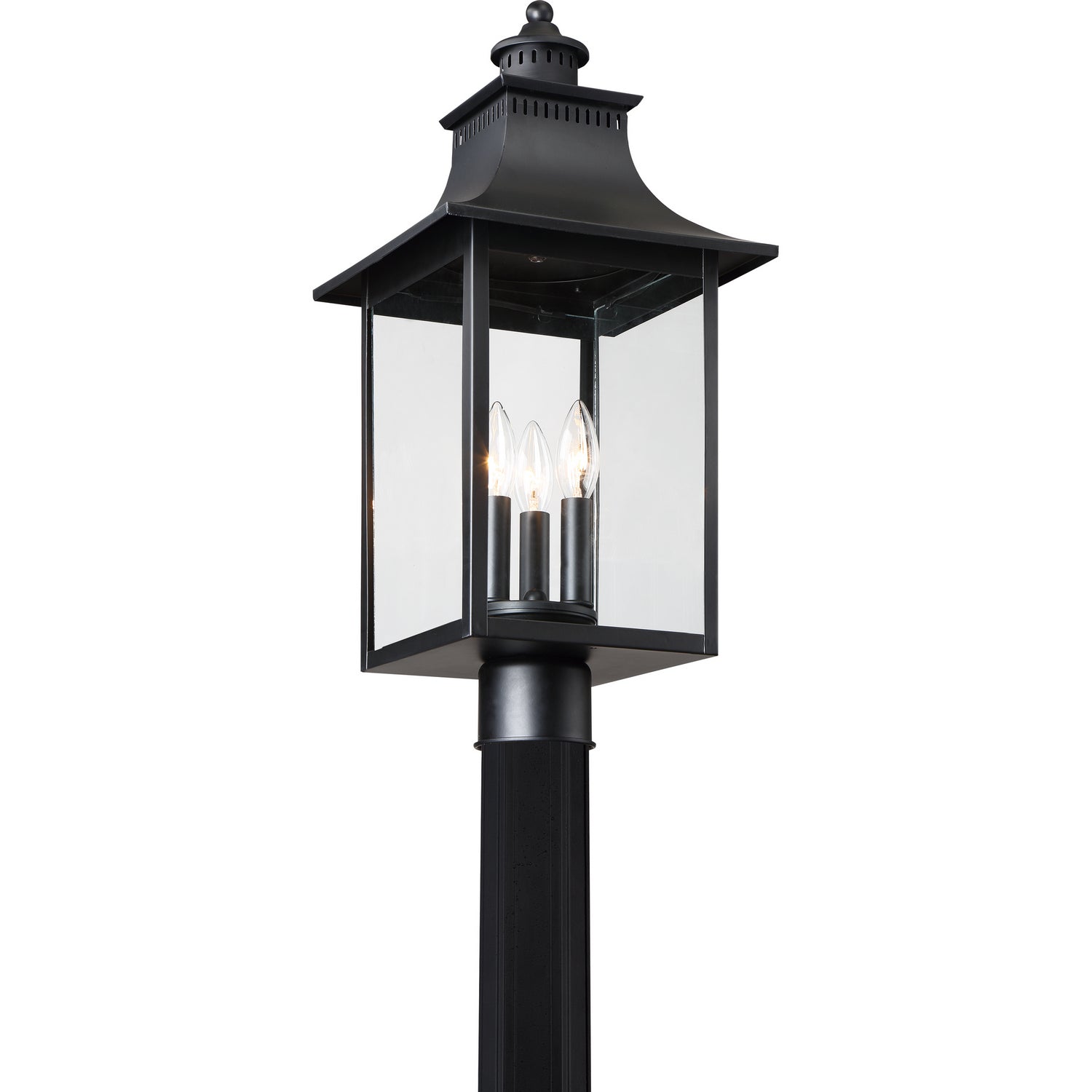 Quoizel - CCR9010K - Three Light Outdoor Post Lantern - Chancellor - Mystic Black