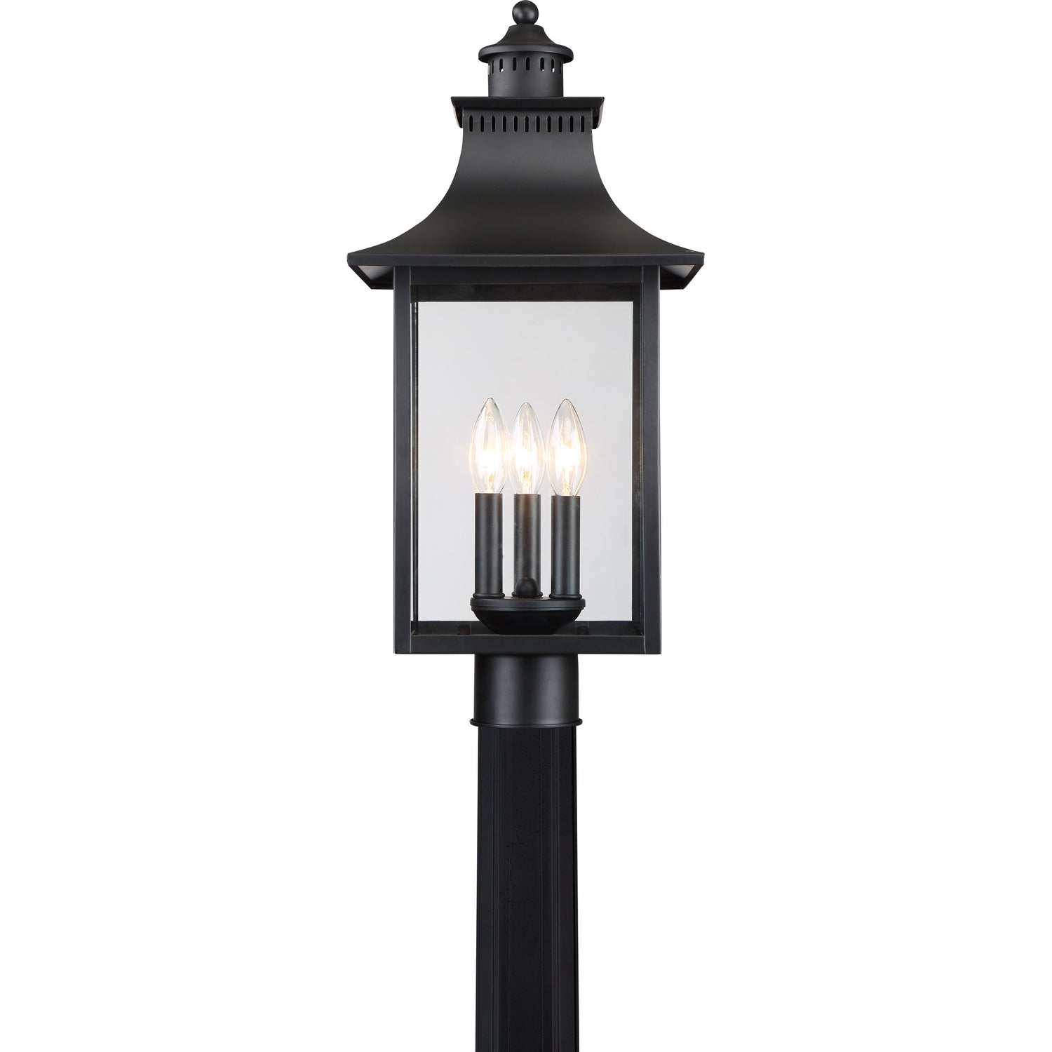 Quoizel - CCR9010K - Three Light Outdoor Post Lantern - Chancellor - Mystic Black