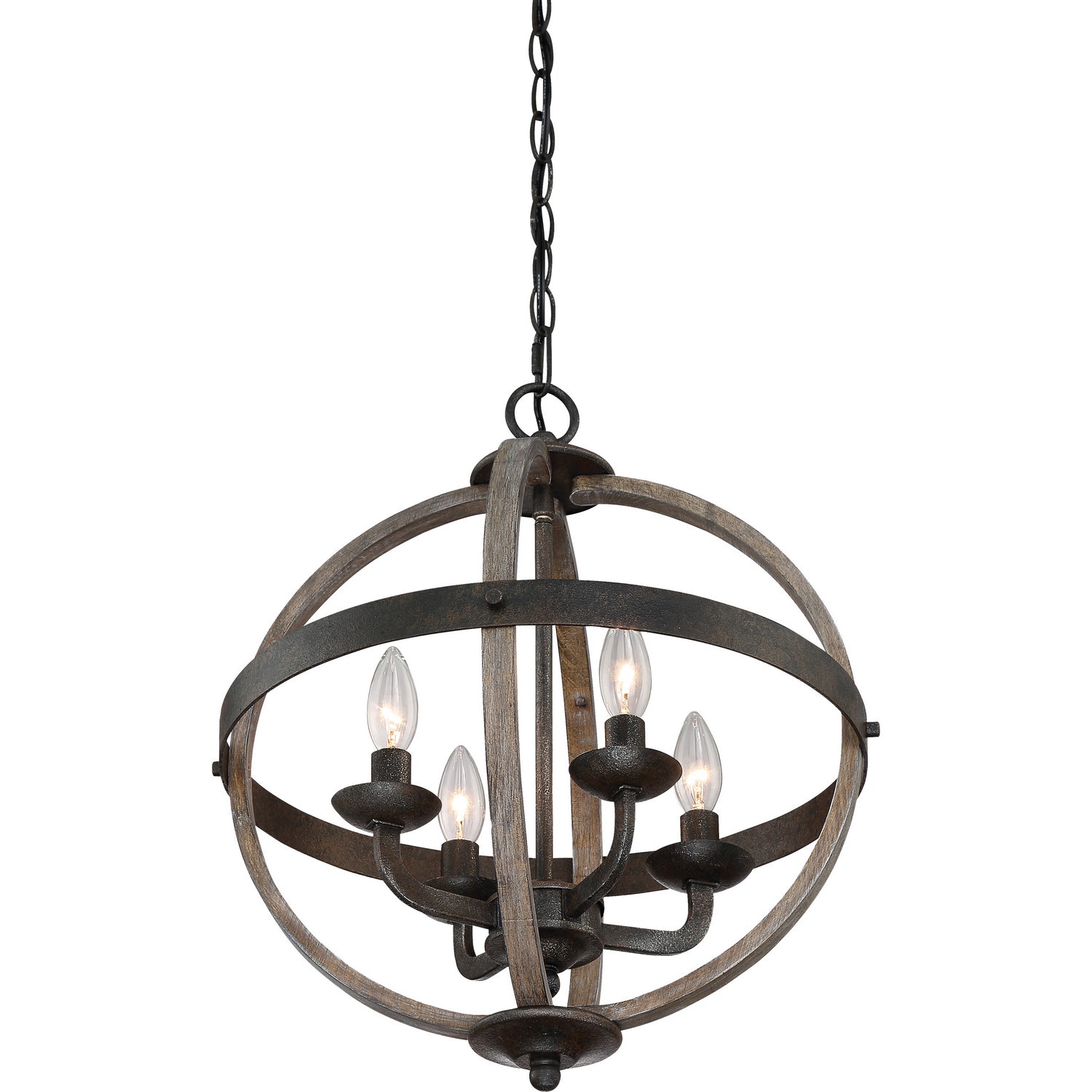 Quoizel - FSN5204RK - Four Light Foyer Pendant - Fusion - Rustic Black