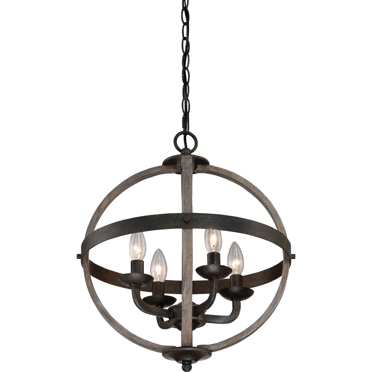 Quoizel - FSN5204RK - Four Light Foyer Pendant - Fusion - Rustic Black