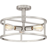 Quoizel - NHR1715BN - Three Light Semi-Flush Mount - New Harbor - Brushed Nickel