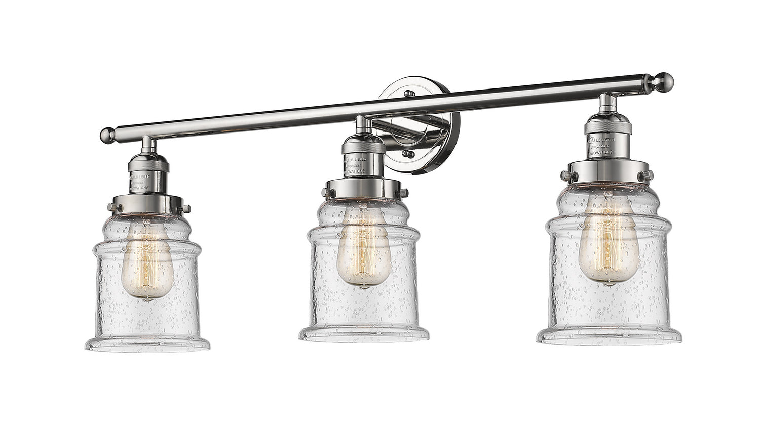 Innovations - 205-PN-G184 - Three Light Bath Vanity - Franklin Restoration - Polished Nickel