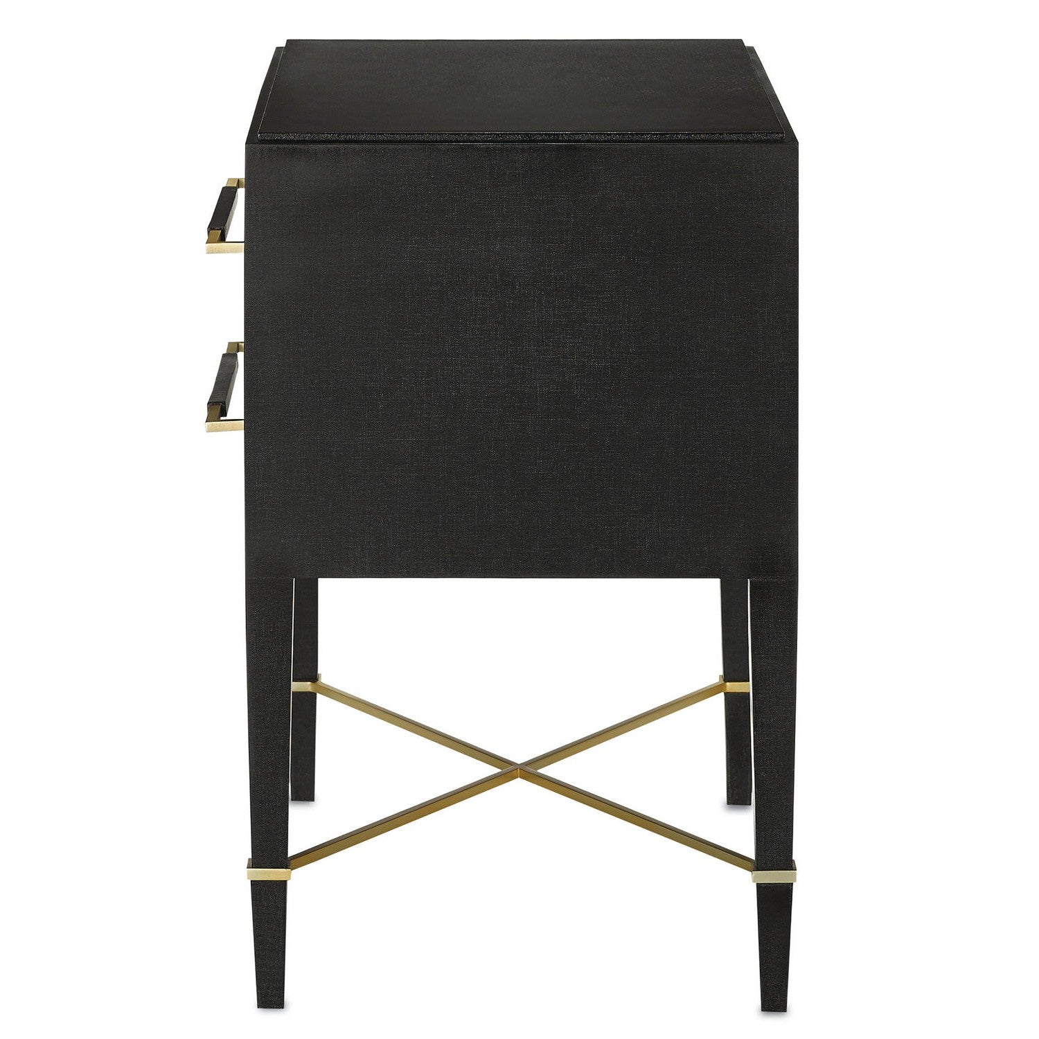 Currey and Company - 3000-0036 - Nightstand - Verona Collection - Black Lacquered Linen/Champagne
