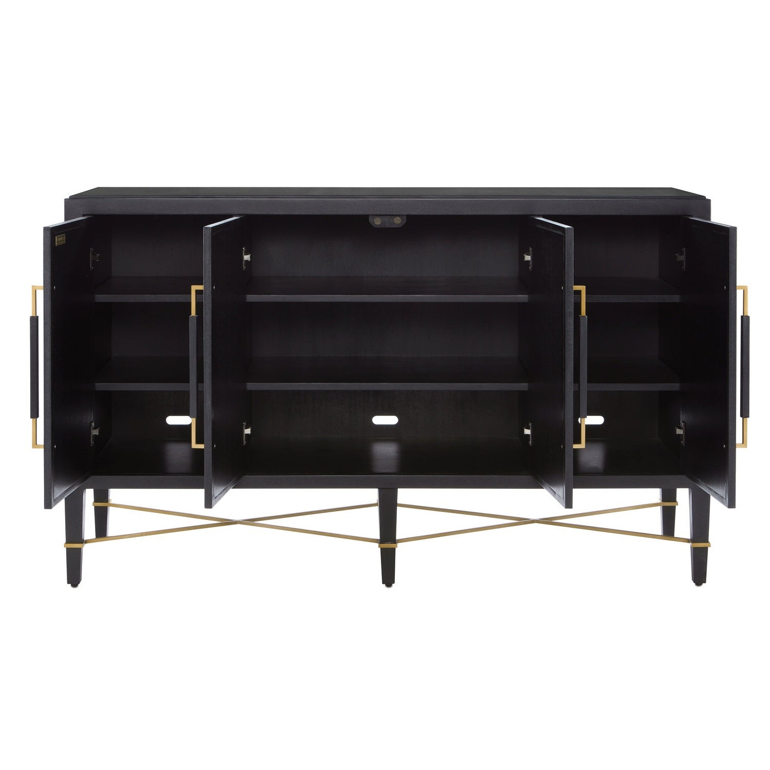 Currey and Company - 3000-0037 - Sideboard - Verona Collection - Black Lacquered Linen/Champagne