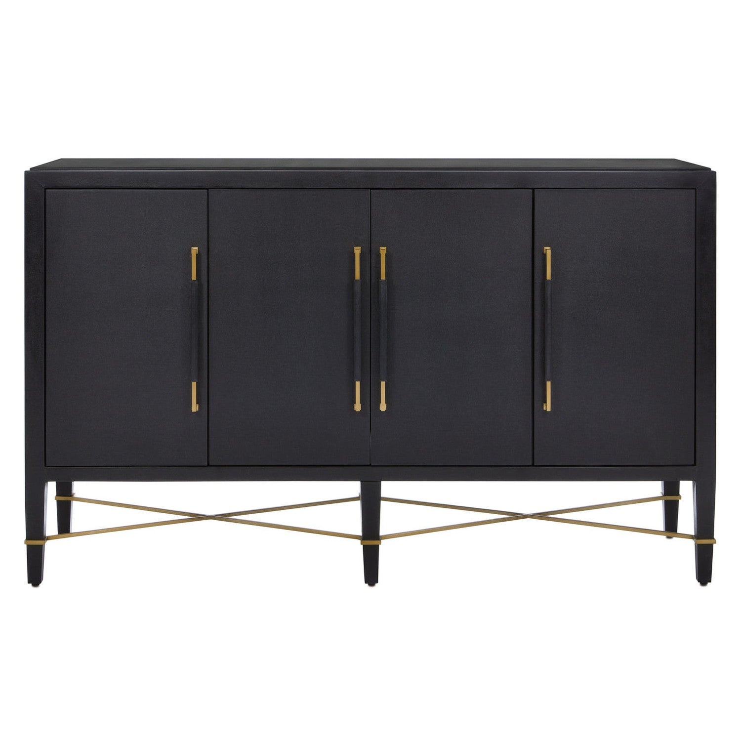 Currey and Company - 3000-0037 - Sideboard - Verona Collection - Black Lacquered Linen/Champagne