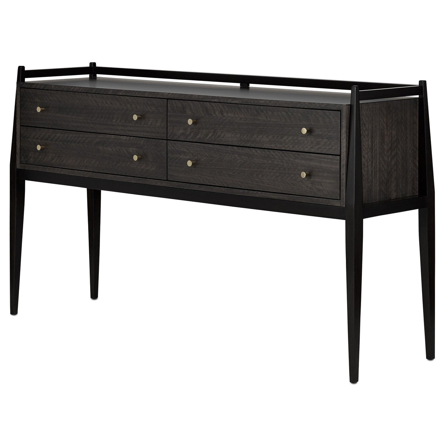 Currey and Company - 3000-0046 - Console Table - Selig Collection - Dark Mink/Riverstone Gray/Polished Brass