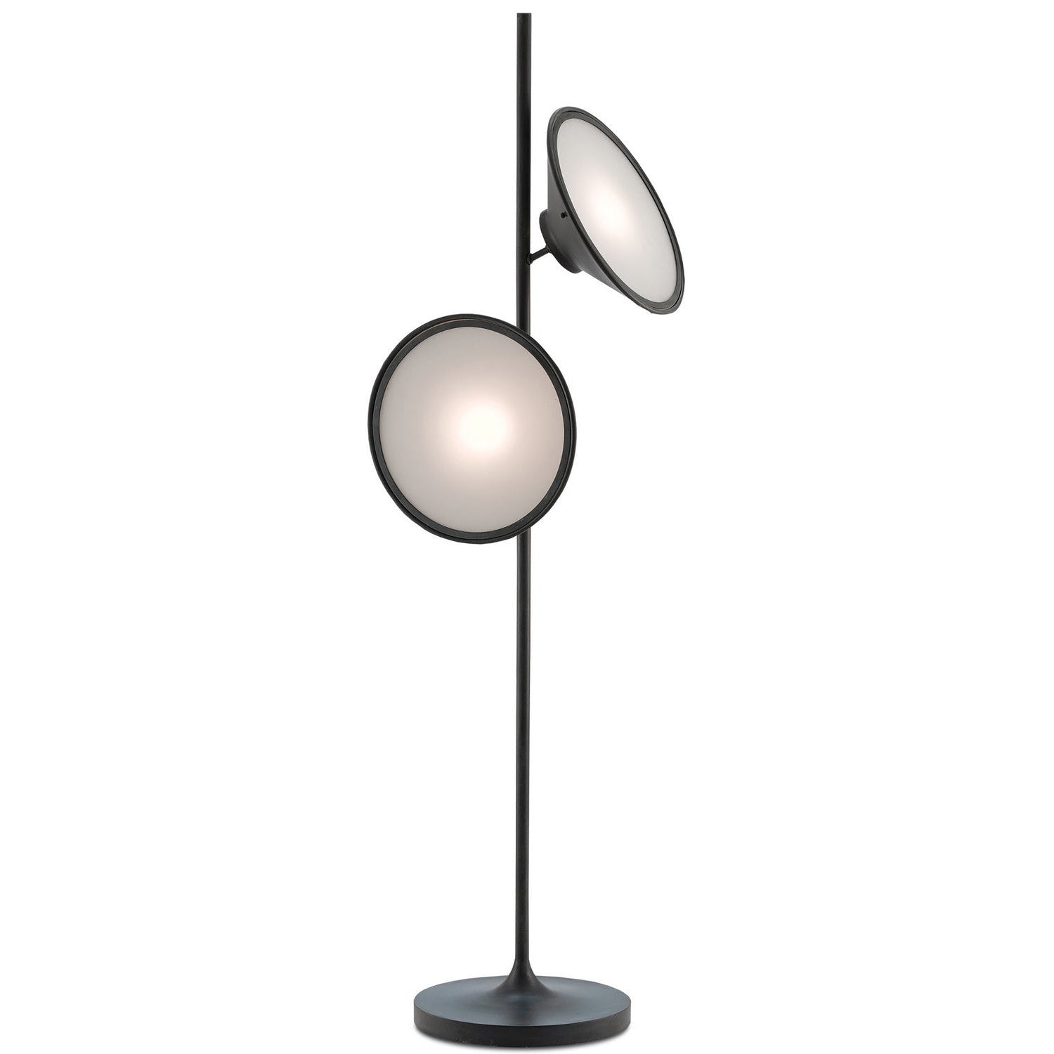 Currey and Company - 8000-0018 - Two Light Floor Lamp - Bulat Black Floor Lamp - Antique Black/White Opaque