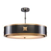 Currey and Company - 9000-0171 - Three Light Pendant - Huntsman Black Semi-Flush Mount - Satin Black/Antique Brass/White