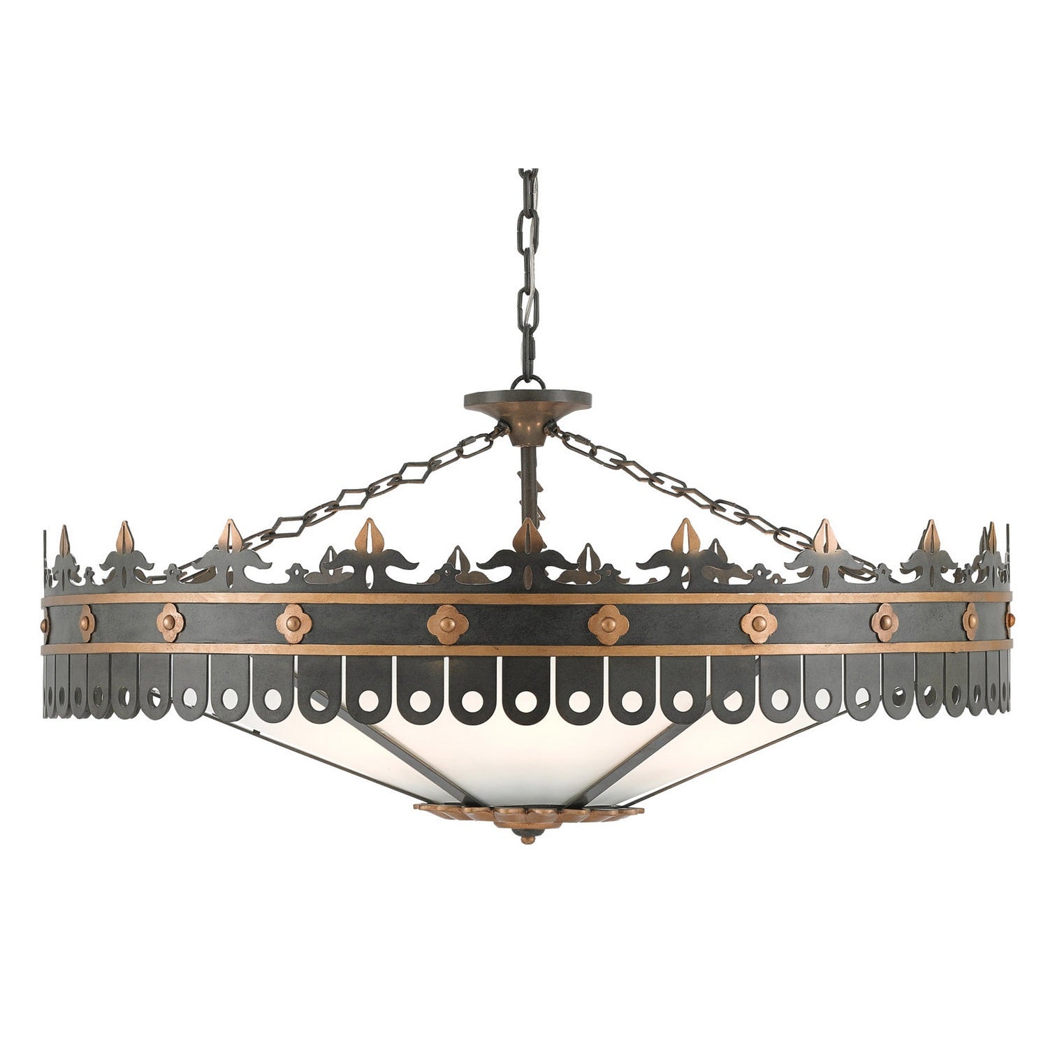 Currey and Company - 9000-0181 - Six Light Chandelier - Berkeley Chandelier - Antique Gold/Moss Gray