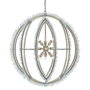 Currey and Company - 9000-0210 - Nine Light Chandelier - Saltwater Collection - Contemporary Silver Leaf/Seaglass