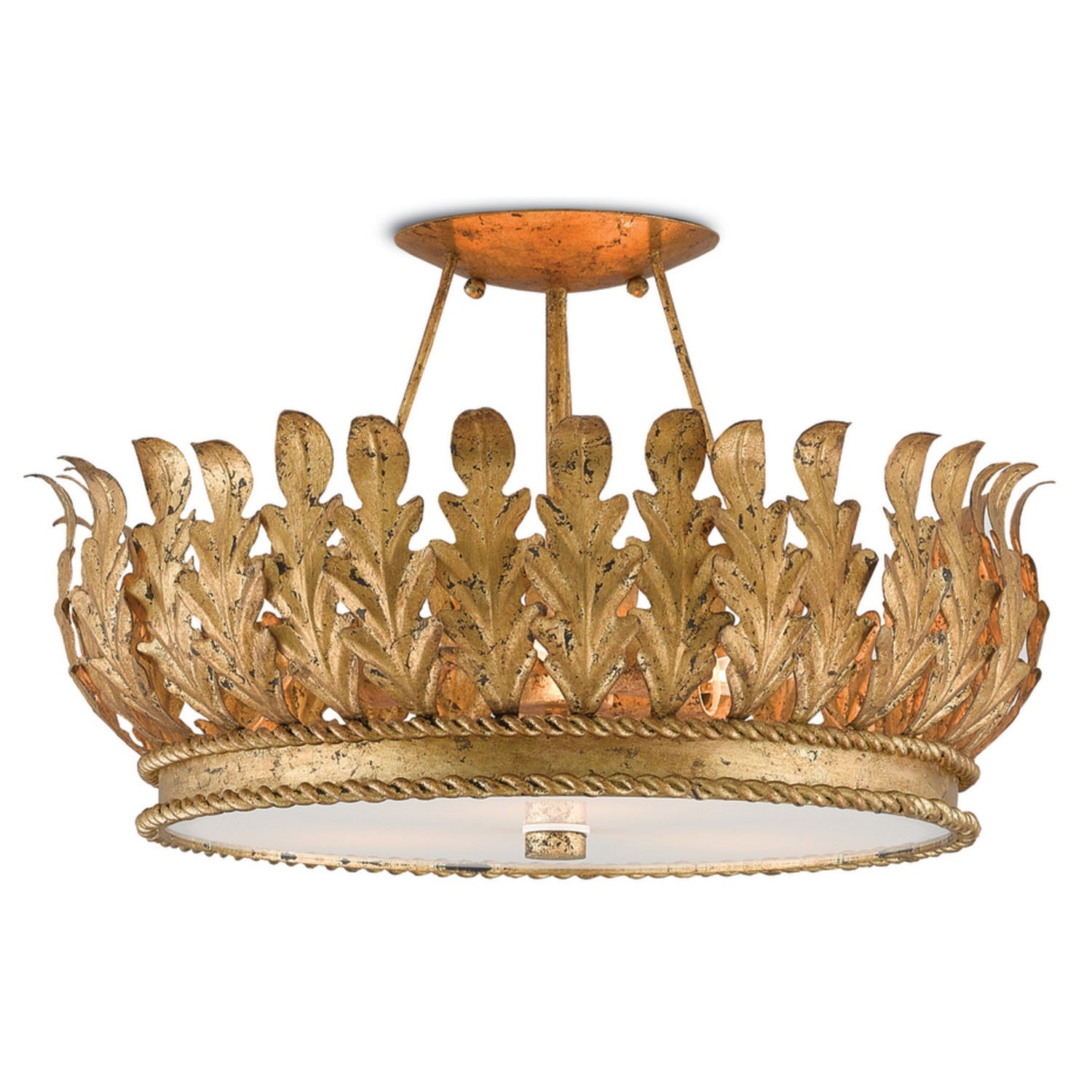 Currey and Company - 9999-0024 - Three Light Semi-Flush Mount - Biddulph Collection - Gold Leaf