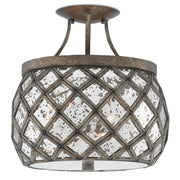 Currey and Company - 9999-0029 - Three Light Semi-Flush Mount - Buckminster Collection - Pyrite Bronze/Raj Mirror