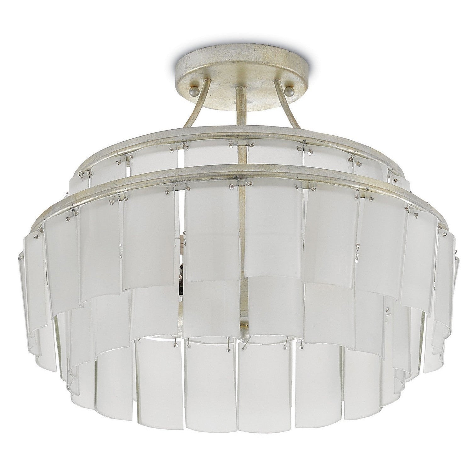 Currey and Company - 9999-0030 - Three Light Semi-Flush Mount - Vintner Collection - Contemporary Silver Leaf/Opaque White