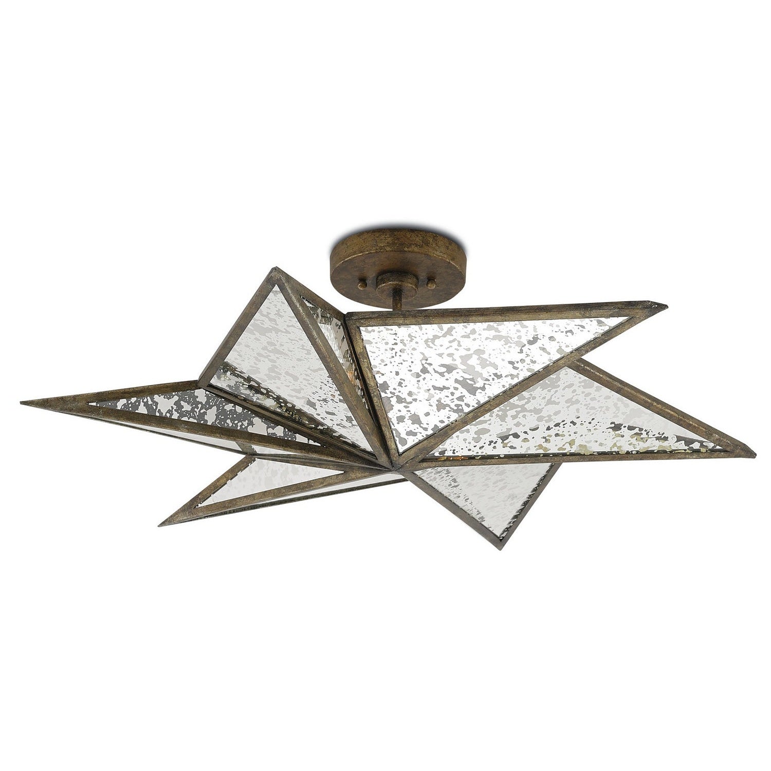 Currey and Company - 9999-0031 - Three Light Semi-Flush Mount - Stargazer Collection - Pyrite Bronze/Raj Mirror