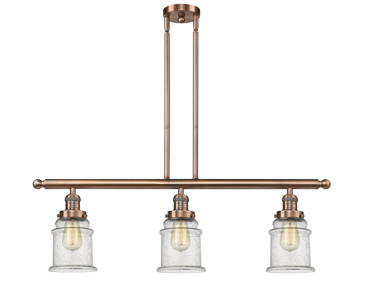 Innovations - 213-AC-G184 - Three Light Island Pendant - Franklin Restoration - Antique Copper