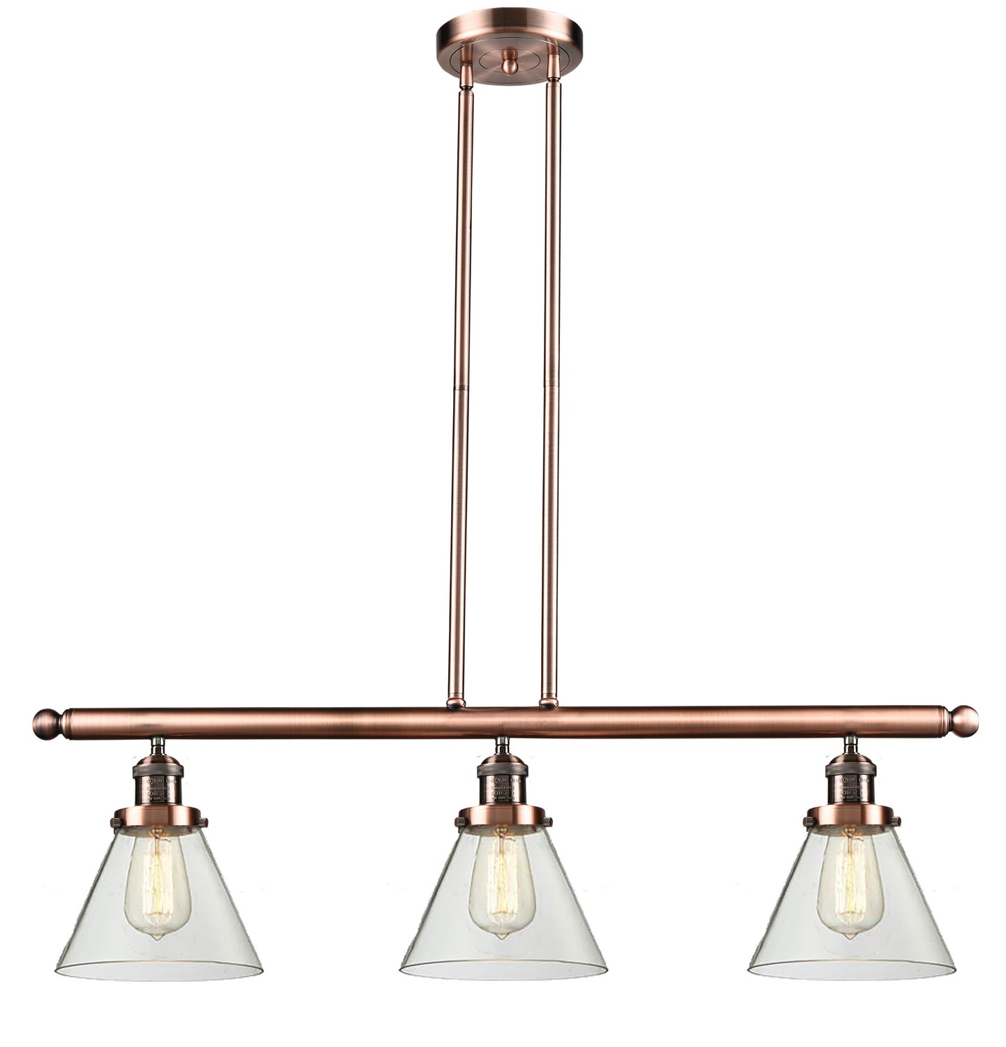 Innovations - 213-AC-G42 - Three Light Island Pendant - Franklin Restoration - Antique Copper