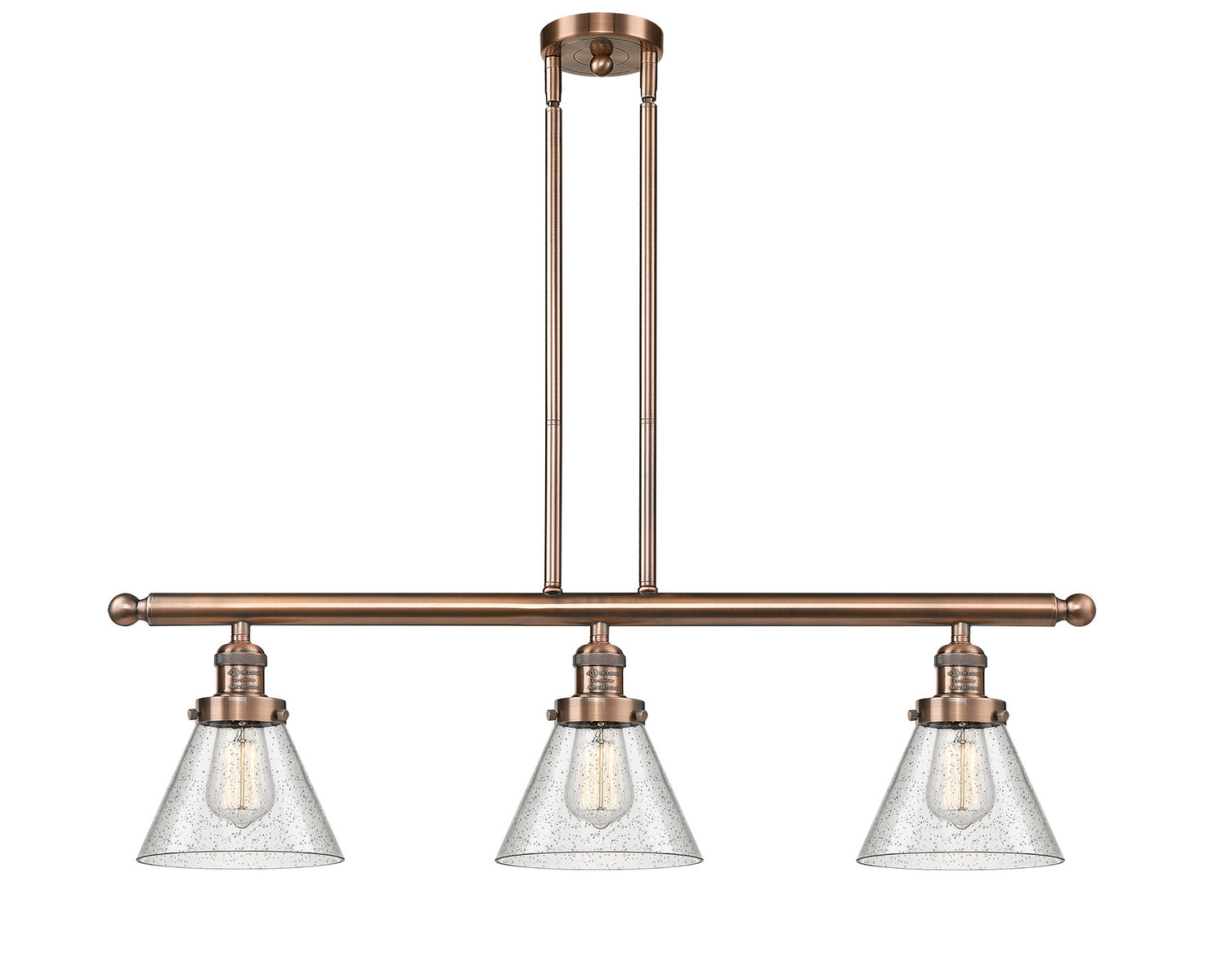 Innovations - 213-AC-G44 - Three Light Island Pendant - Franklin Restoration - Antique Copper