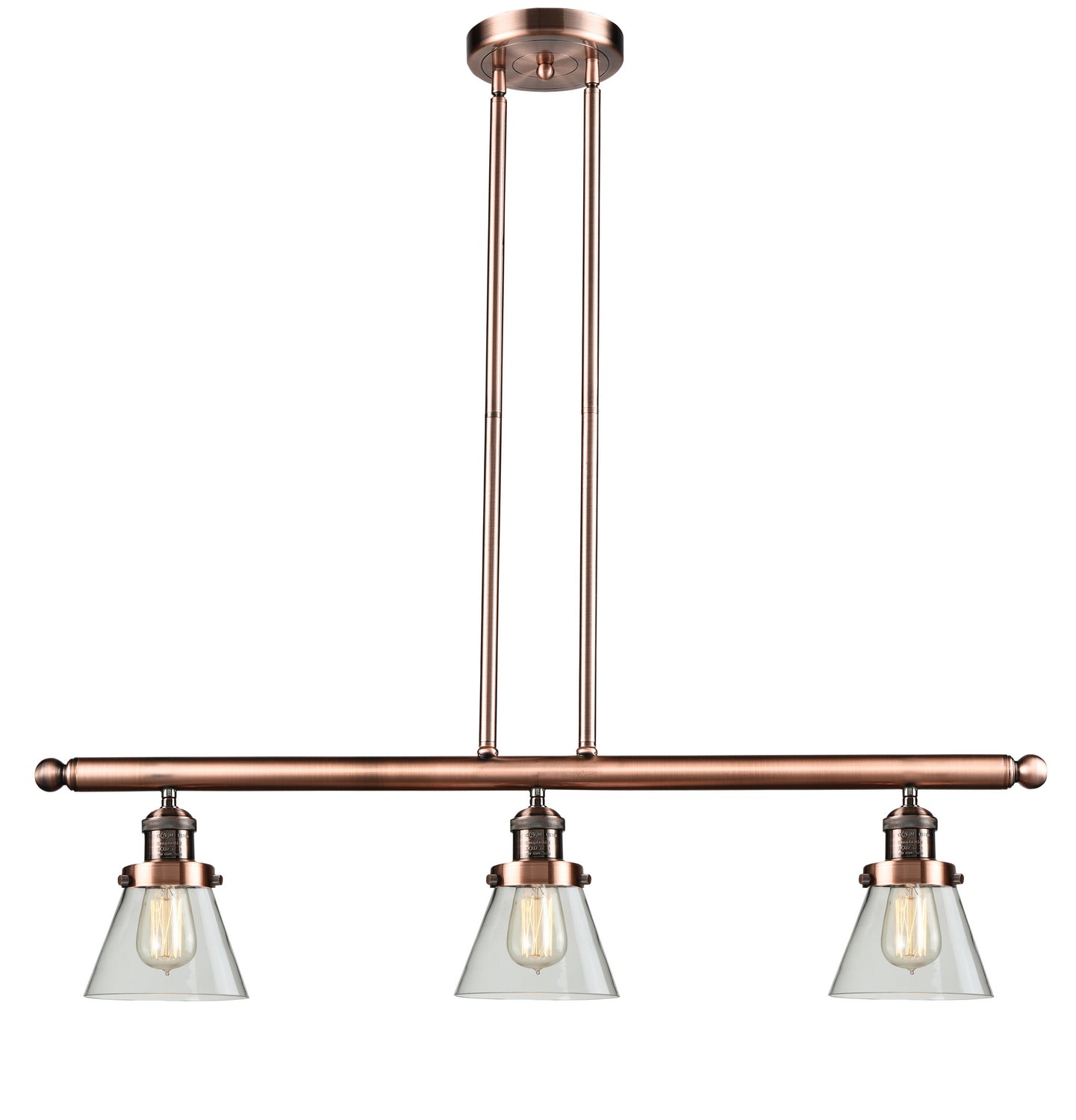Innovations - 213-AC-G62 - Three Light Island Pendant - Franklin Restoration - Antique Copper