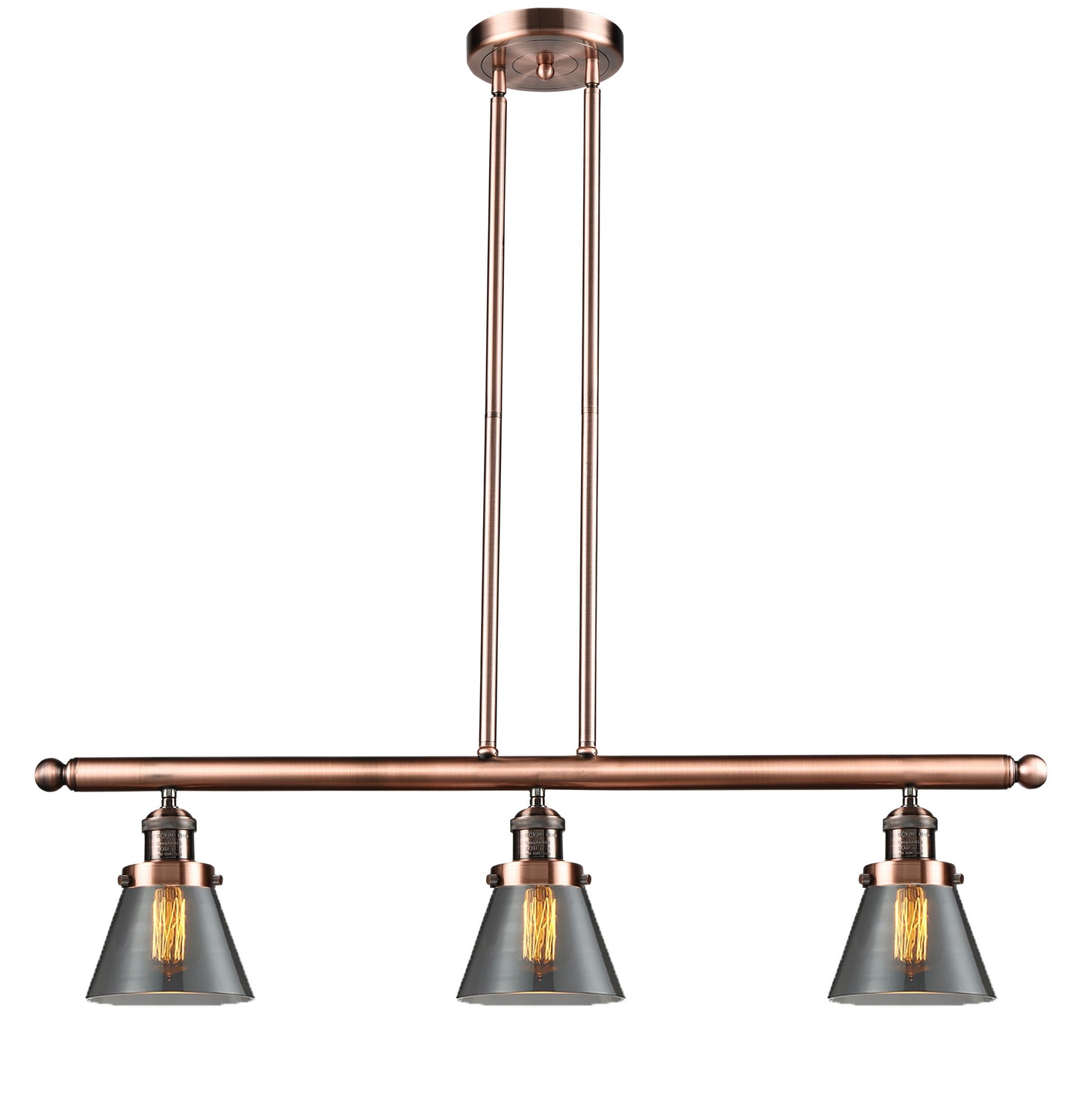 Innovations - 213-AC-G63 - Three Light Island Pendant - Franklin Restoration - Antique Copper