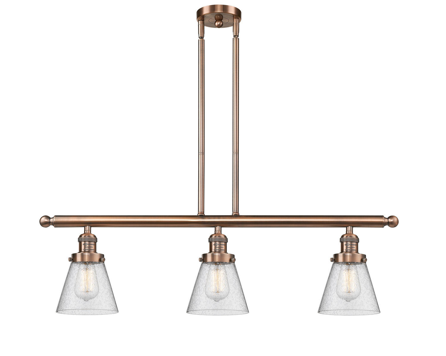 Innovations - 213-AC-G64 - Three Light Island Pendant - Franklin Restoration - Antique Copper
