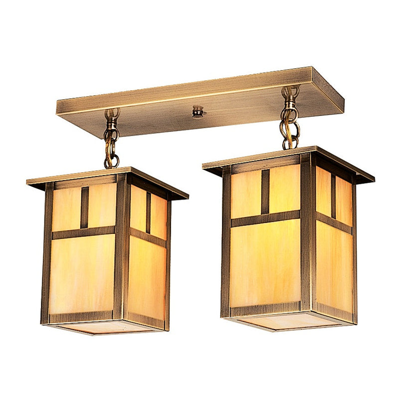 Arroyo - MCM-6/2TGW-AB - Two Light Ceiling Mount - Mission - Antique Brass