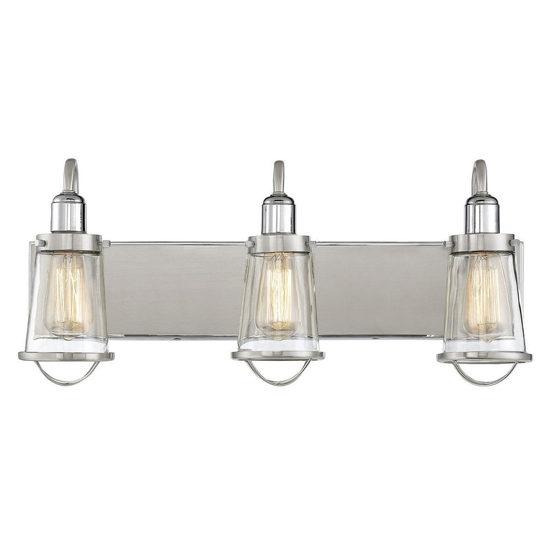 Savoy House - 8-1780-3-111 - Three Light Bath Bar - Lansing - Satin Nickel with Polished Nickel Accents