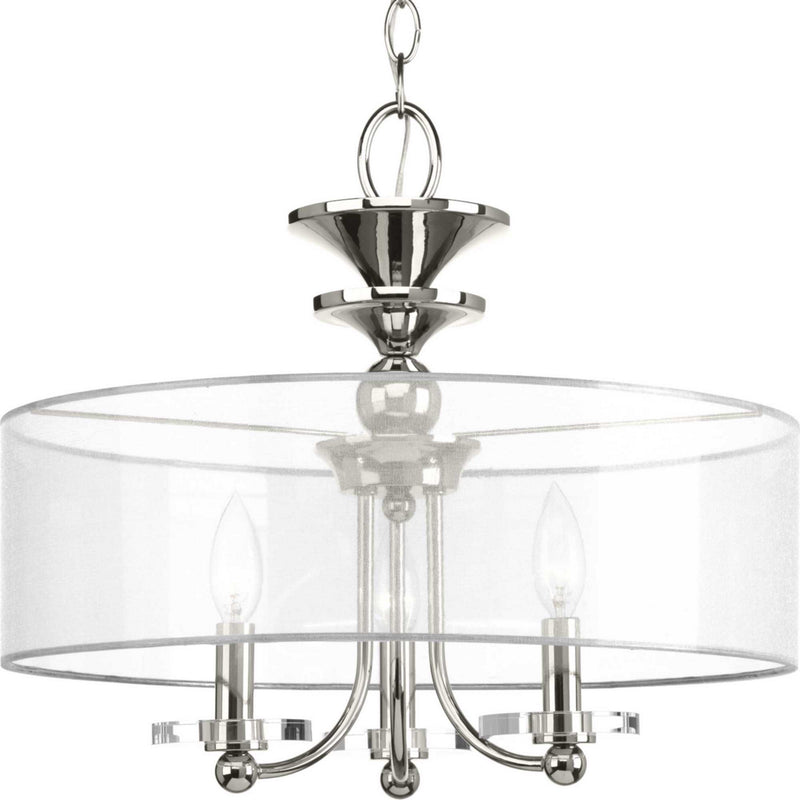 Progress Lighting - P350029-104 - Three Light Semi-Flush Convertible - Marche' - Polished Nickel