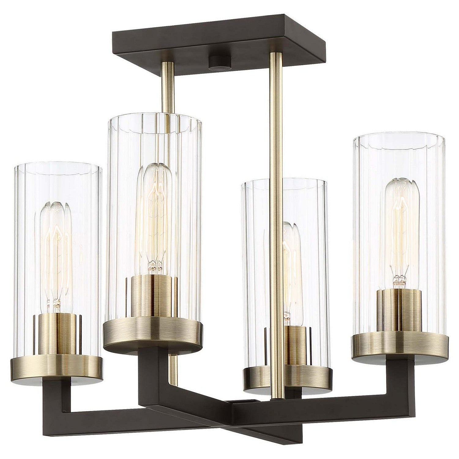Minka-Lavery - 3049-560 - Four Light Semi Flush Mount - Ainsley Court - Aged Kinston Bronze W/Brushed