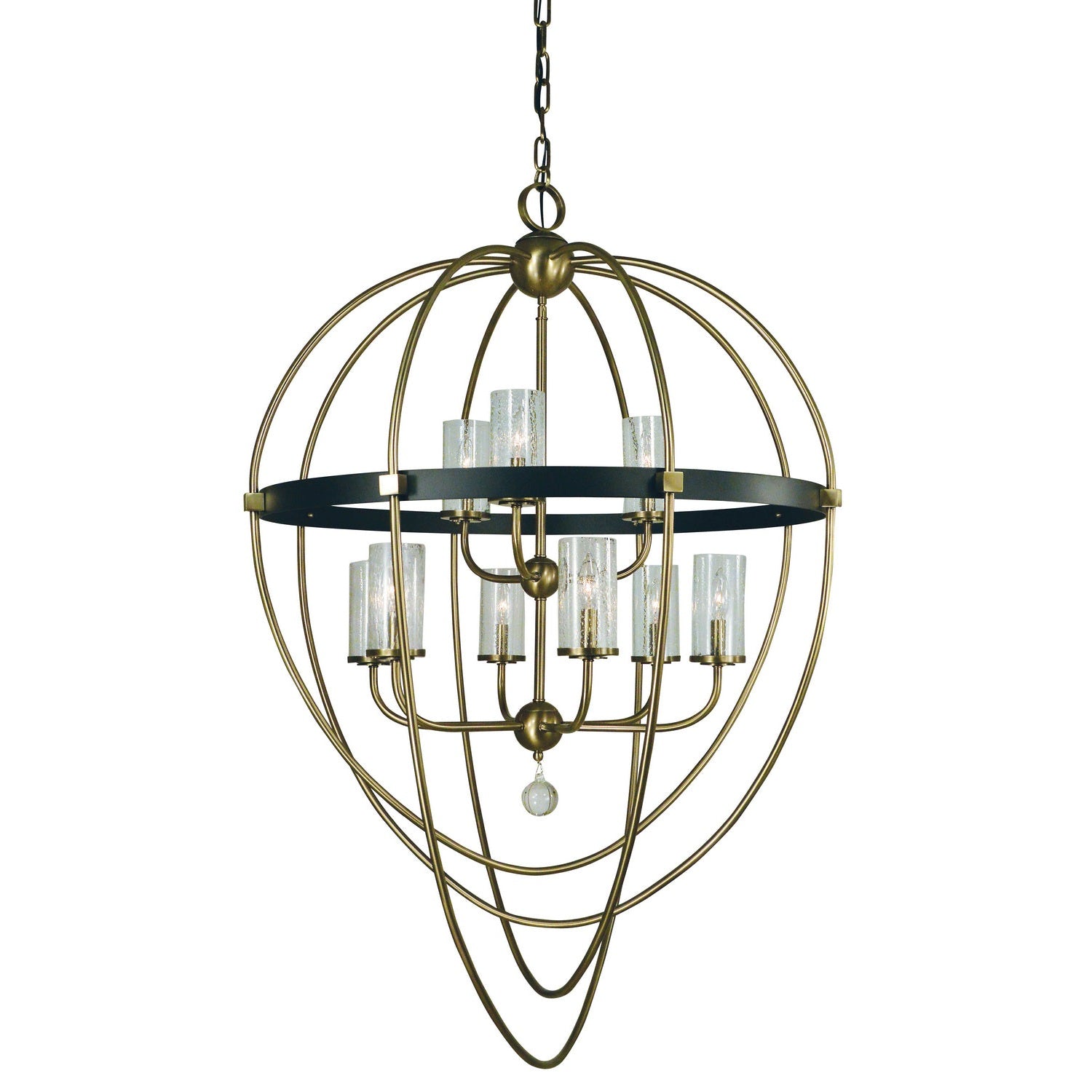 Framburg - 3049 AB/MBLACK - Nine Light Foyer Chandelier - Margaux - Antique Brass w/Matte Black