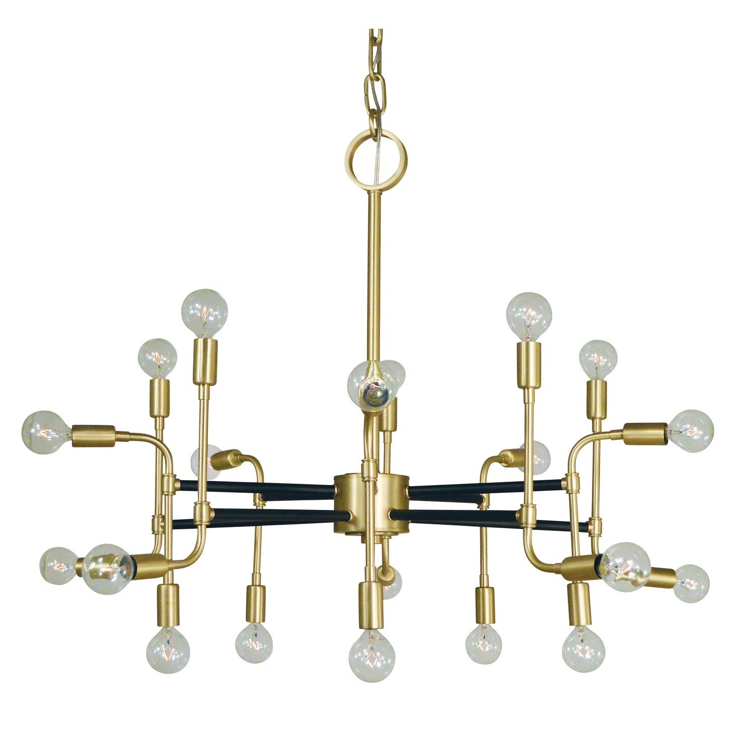 Framburg - 3050 SB/MBLACK - 20 Light Foyer Chandelier - Fusion - Satin Brass w/Matte Black