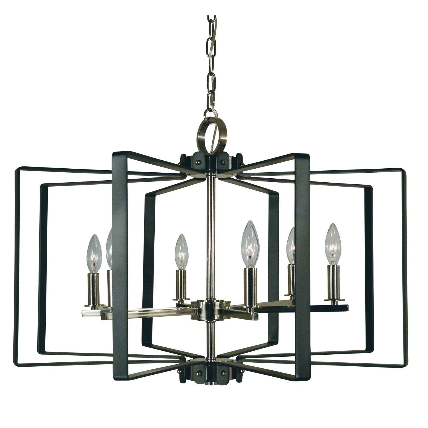 Framburg - 3055 PN/MBLACK - Six Light Chandelier - Camille - Polished Nickel w/Matte Black