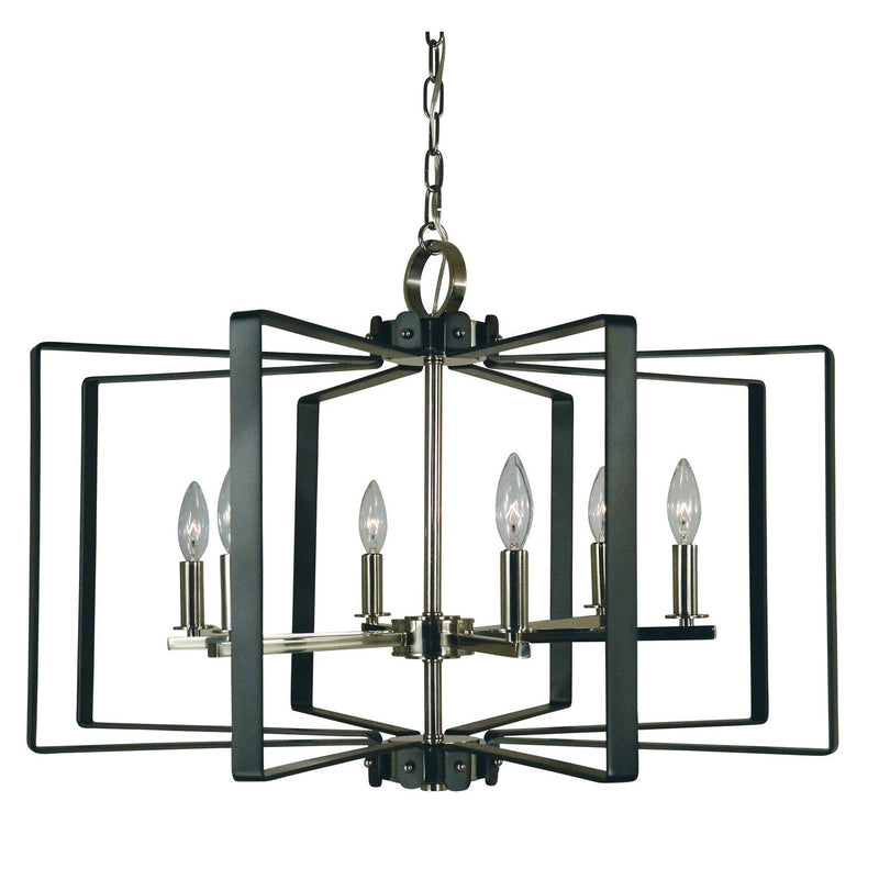 Framburg - 3055 PN/MBLACK - Six Light Chandelier - Camille - Polished Nickel w/Matte Black