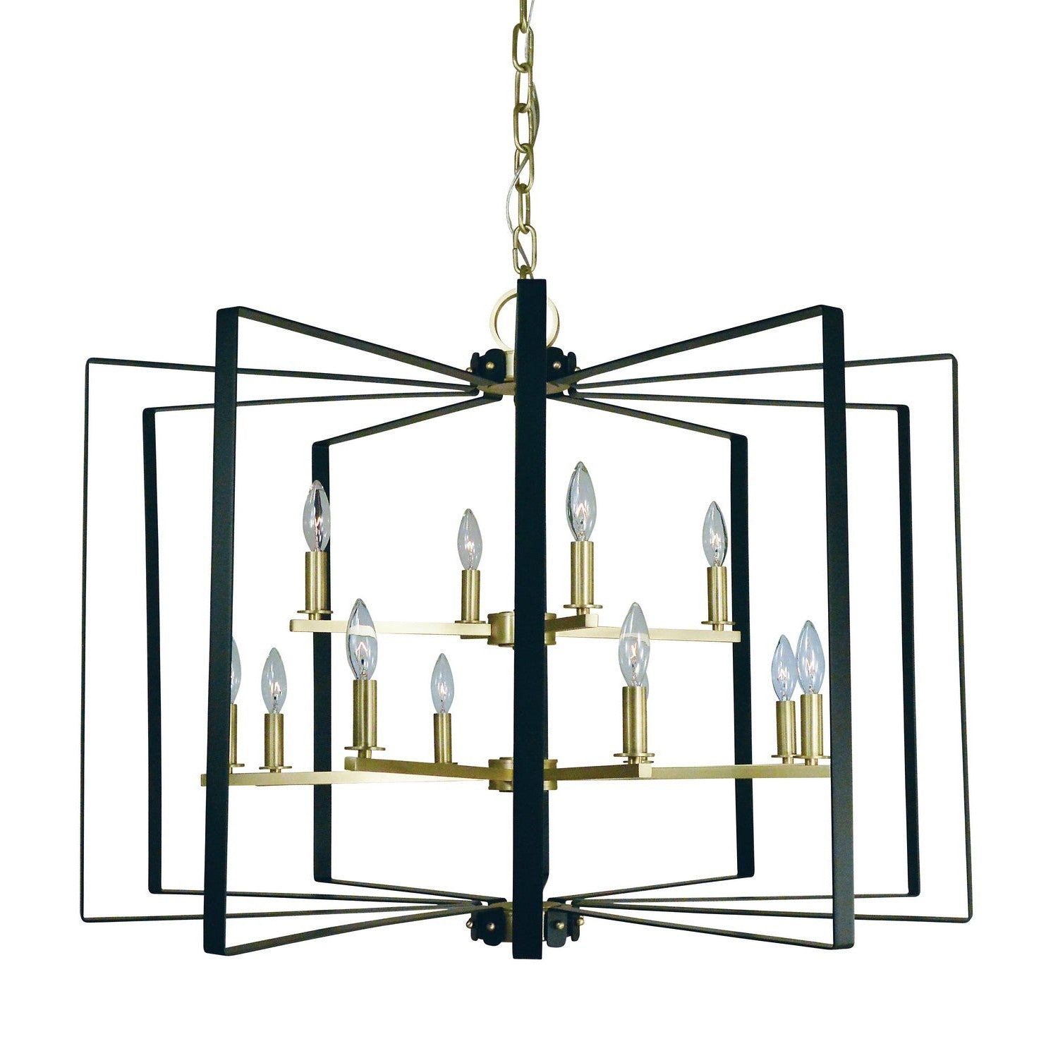 Framburg - 3058 SB/MBLACK - 12 Light Foyer Chandelier - Camille - Satin Brass w/Matte Black