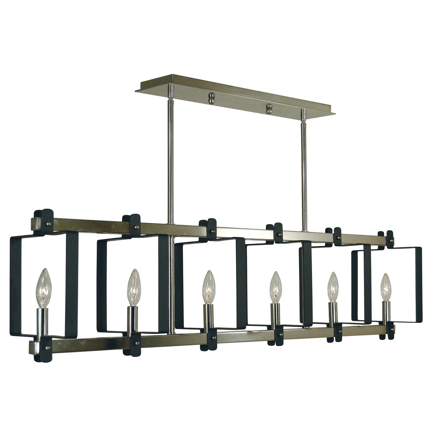 Framburg - 3060 PN/MBLACK - Six Light Island Chandelier - Camille - Polished Nickel w/Matte Black