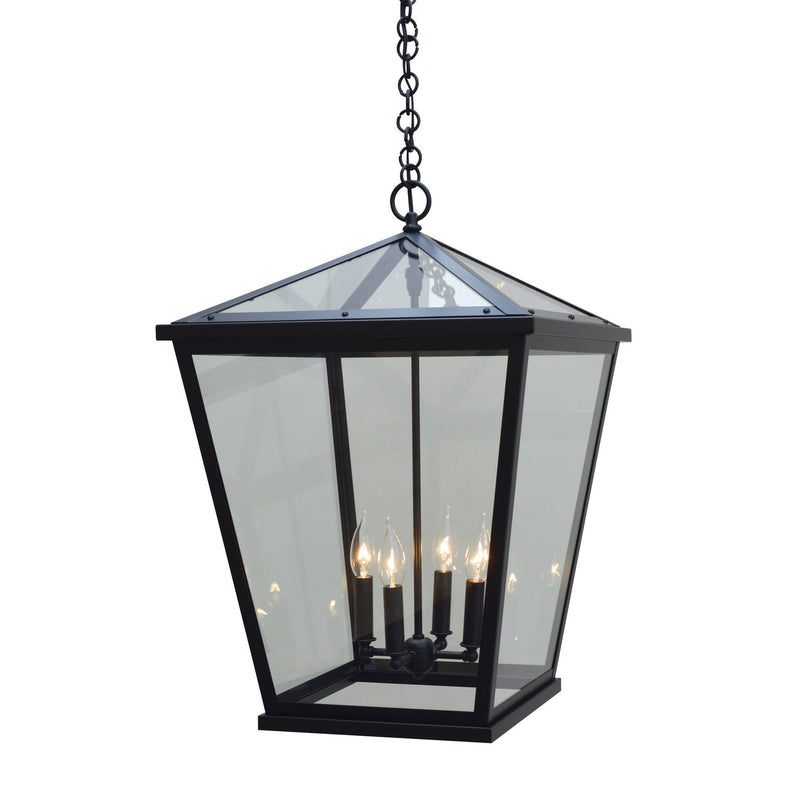 Arroyo - DEH-17CLR-BK - Four Light Pendant - Devonshire - Satin Black