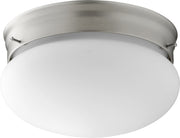 Quorum - 3023-8-65 - Two Light Ceiling Mount - 3023 Opal Mushrooms - Satin Nickel w/ Satin Opal