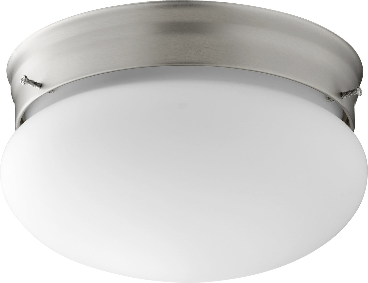 Quorum - 3023-8-65 - Two Light Ceiling Mount - 3023 Opal Mushrooms - Satin Nickel w/ Satin Opal