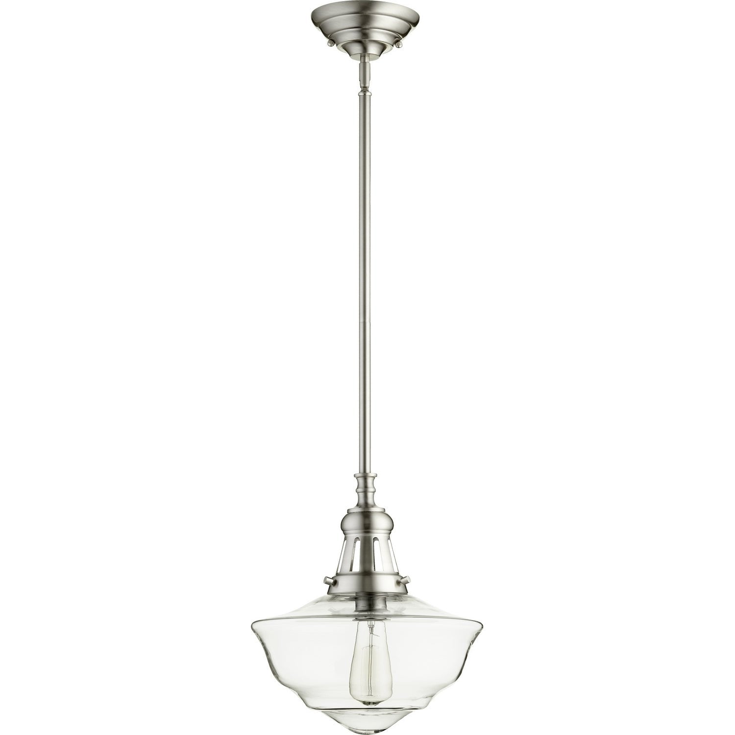 Quorum - 801-12-65 - One Light Pendant - Schoolhouse Pendants - Satin Nickel w/ Clear
