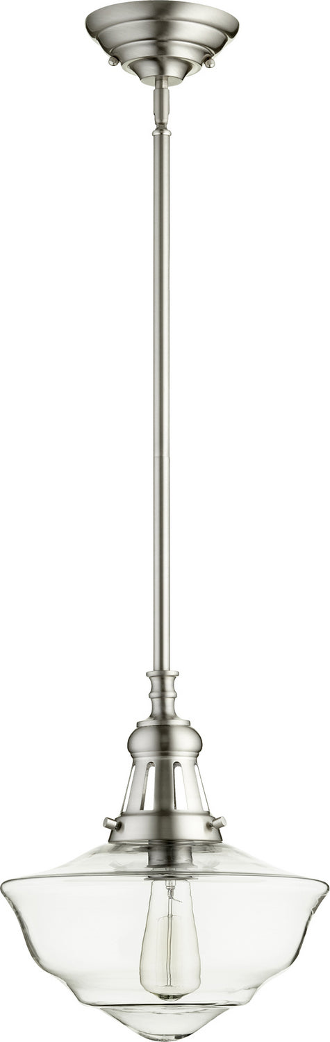 Quorum - 801-12-65 - One Light Pendant - Schoolhouse Pendants - Satin Nickel w/ Clear