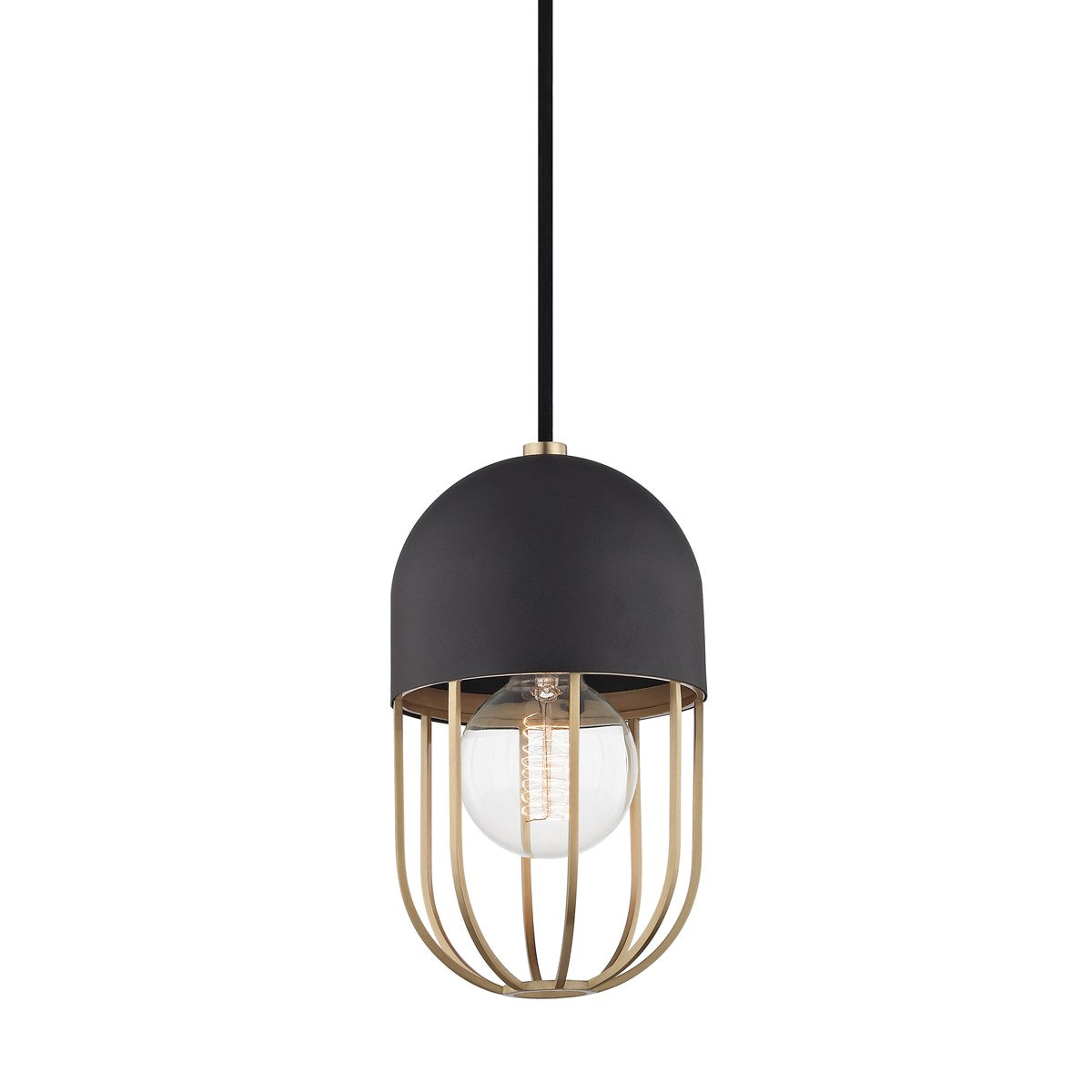 Mitzi - H145701-AGB/BK - One Light Pendant - Haley - Aged Brass/Black