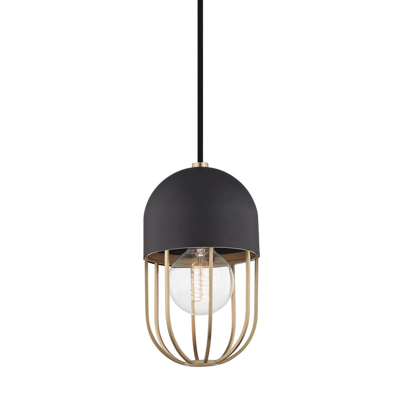 Mitzi - H145701-AGB/BK - One Light Pendant - Haley - Aged Brass/Black