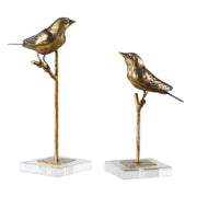 Uttermost - 18898 - Sculpture, Set/2 - Passerines - Antiqued Gold Leaf