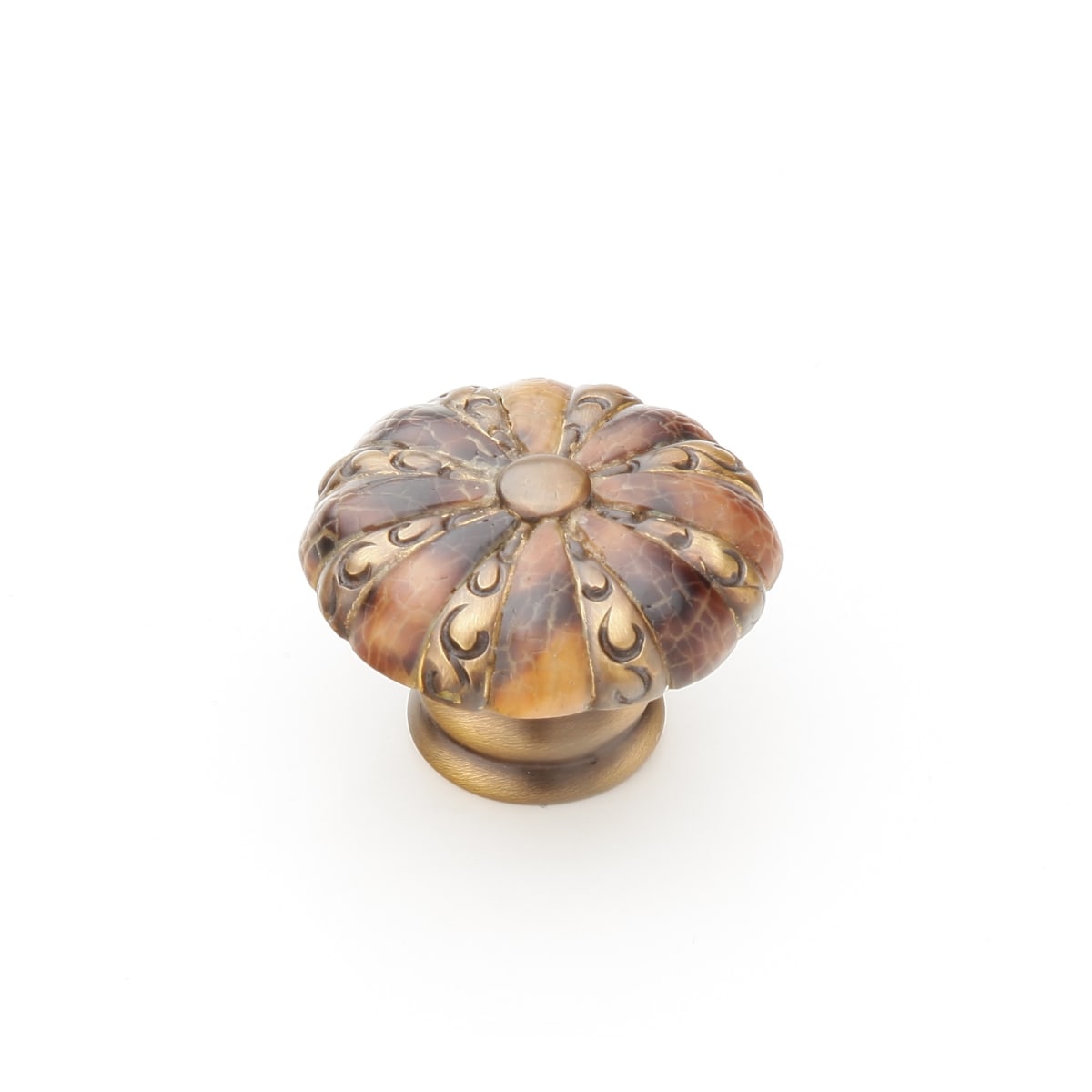 Symphony 1-3/8" Designer Luxury Round Decorative Flower Solid Brass Cabinet Knob with Shell Inlays
