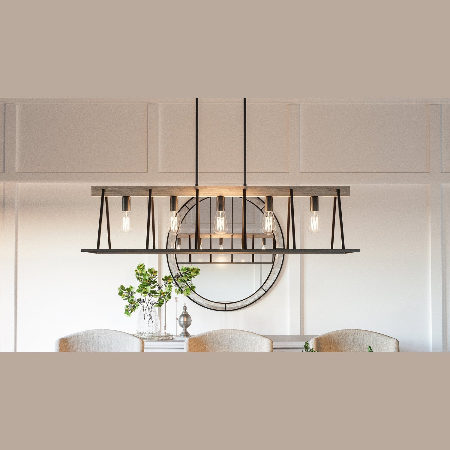 Quoizel - BRT542GK - Five Light Island Chandelier - Brockton - Grey Ash